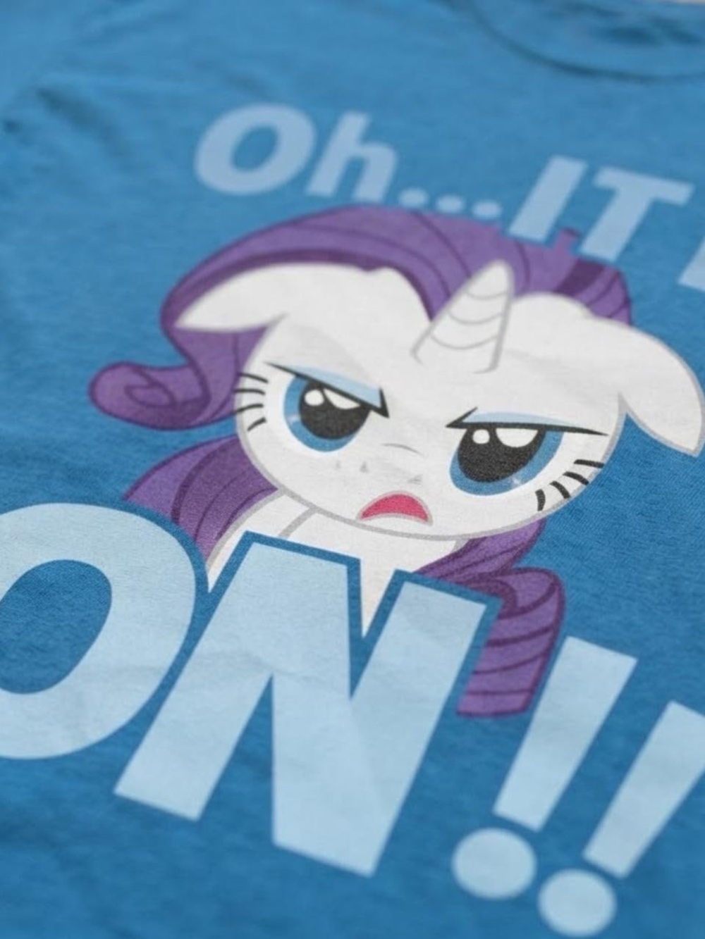 Blue My Little Pony Rarity "Oh... IT IS ON!!" Graphic Tee - Picture 2 of 4